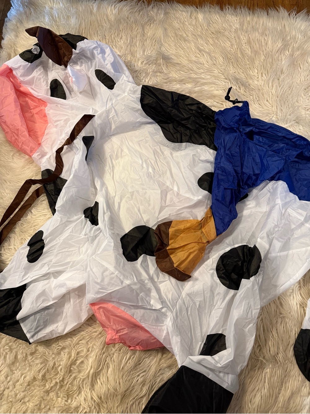 Adults ride on inflatable cow costume (C10)